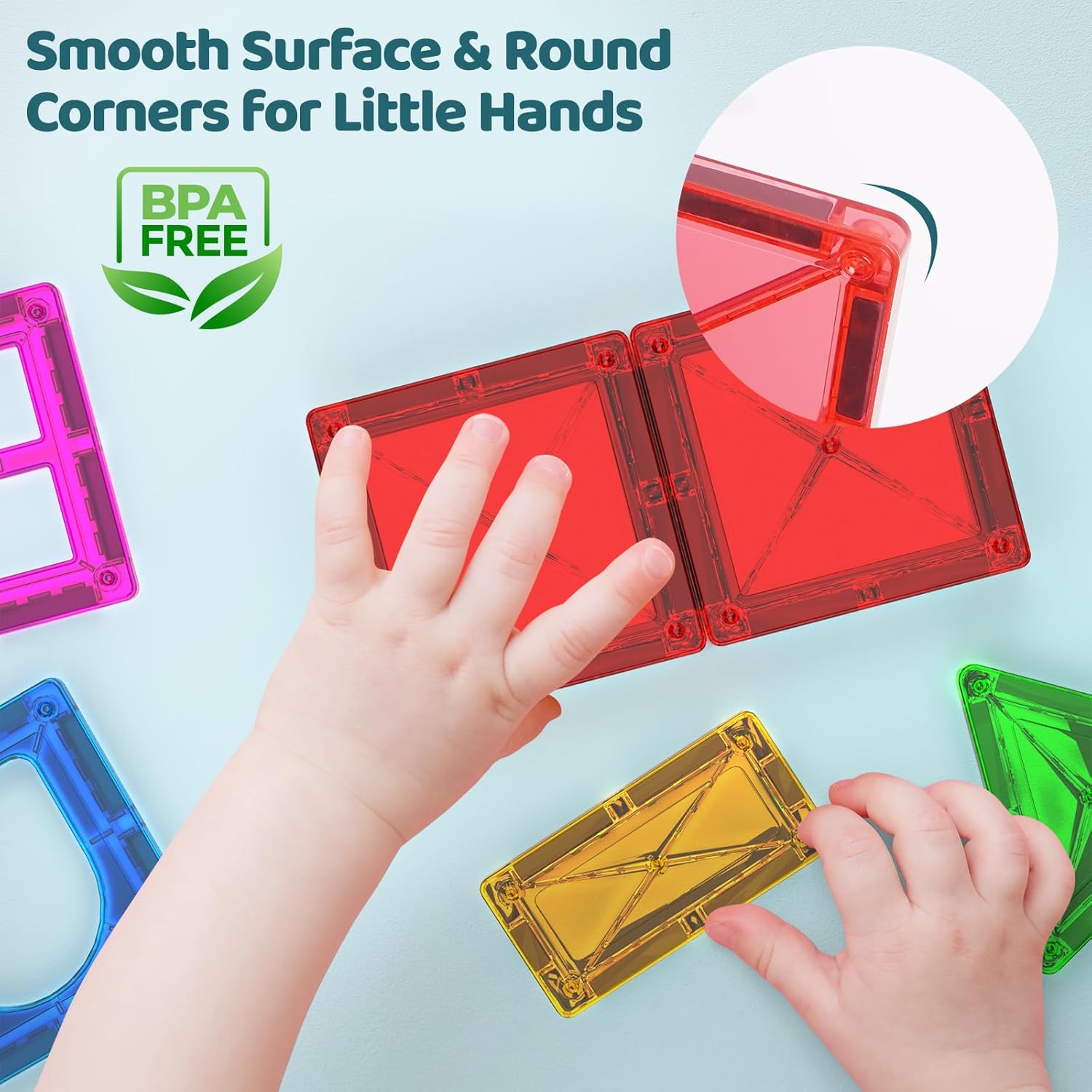Magnetic Tiles Toddler Magnet Toys, Mini Magnetic Building Blocks for Kids Ages 3+ Travel Set, Educational Toy for Boys Girls Sensory Play Preschool Learning Classroom Must Haves