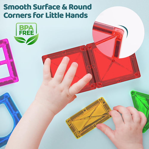 Magnetic Tiles Toddler Magnet Toys, Mini Magnetic Building Blocks for Kids Ages 3+ Travel Set, Educational Toy for Boys Girls Sensory Play Preschool Learning Classroom Must Haves